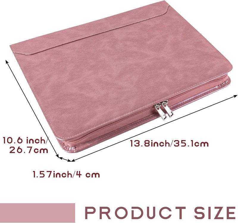 Wekinor Planner Binder,Padfolio for Women,Leather Binder 3 Ring, A4 Binder Planner with Laptop Pocket,Legal Size Portfolio Organizer,Business Portfolio for Women,Rose Gold - Image 3